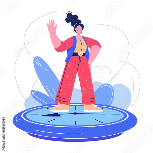 A flat style illustration depicting punctual behavior