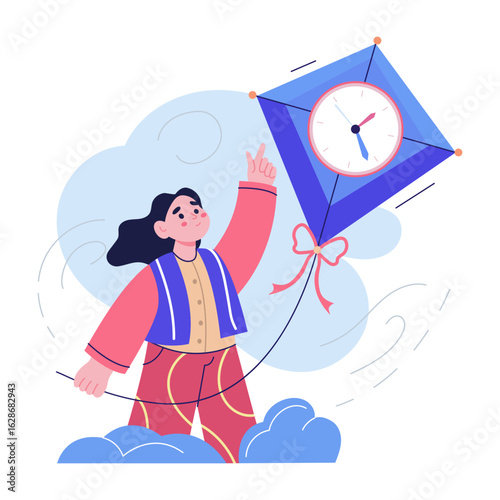 A flat style illustration representing play time