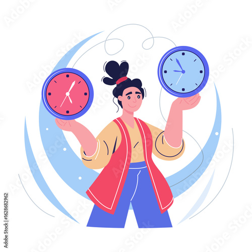 A flat style illustration representing time optimization