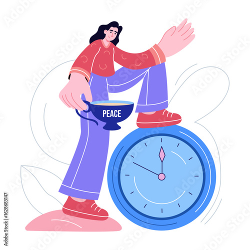 A flat style illustration representing tea time