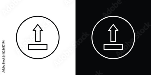 Upload icon. Thin line customizable illustration.