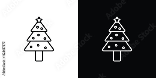 Tree christmas icon. Thin line customizable illustration.