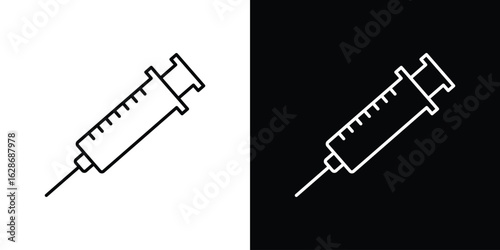 Syringe icon. Thin line customizable illustration.