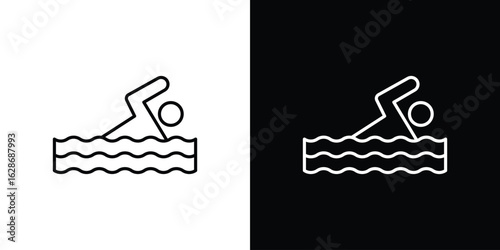 Swimmer icon. Thin line customizable illustration.