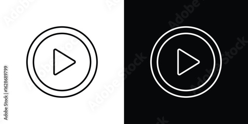 Play icon. Thin line customizable illustration.