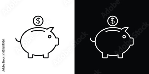 Piggy bank icon. Thin line customizable illustration.