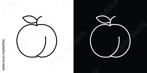 Peach icon. Thin line customizable illustration.