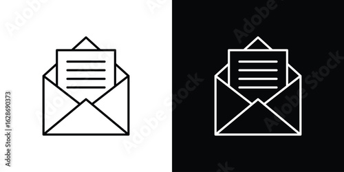 Open envelope icon. Thin line customizable illustration.