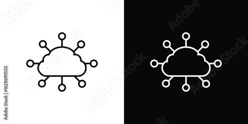 Network cloud icon. Thin line customizable illustration.
