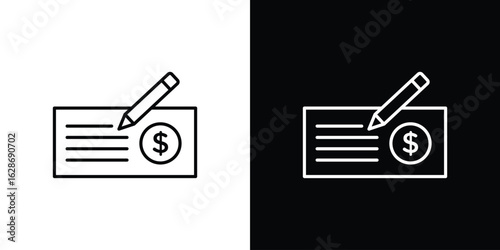 Money check icon. Thin line customizable illustration.