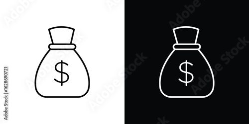 Money bag icon. Thin line customizable illustration.