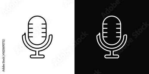 Microphone icon. Thin line customizable illustration.