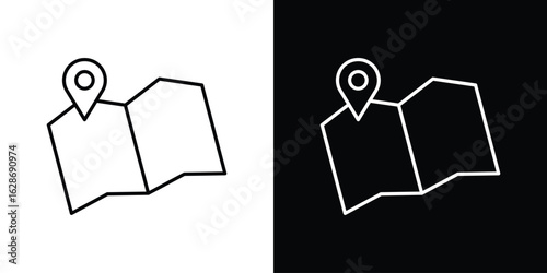 Map icon. Thin line customizable illustration.
