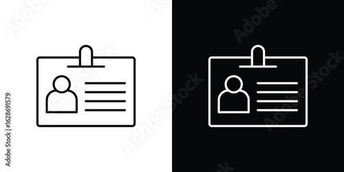 ID badge icon. Thin line customizable illustration.
