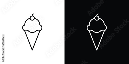 Ice cream icon. Thin line customizable illustration.