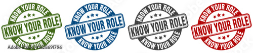 know your role stamp. know your role round stamp set isolated on white background