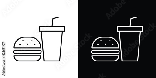 Hamburger soda icon. Thin line customizable illustration.