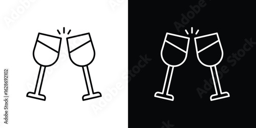 Glass-cheers icon. Thin line customizable illustration.