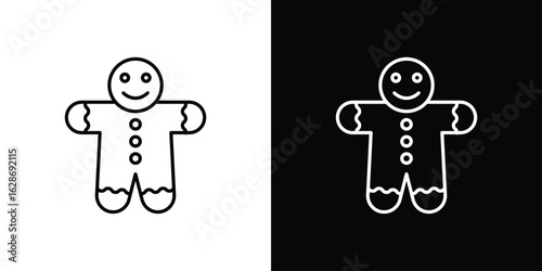 Gingerbread man icon. Thin line customizable illustration.