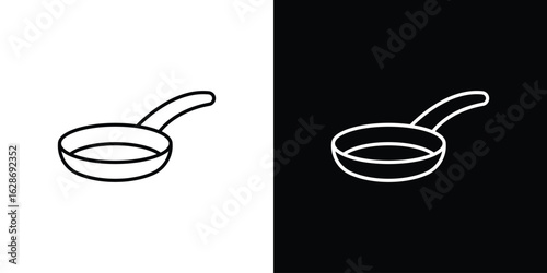 Frying pan icon. Thin line customizable illustration.