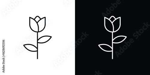 Flower tulip icon. Thin line customizable illustration.