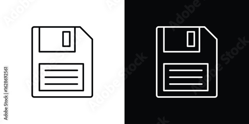 Floppy disk icon. Thin line customizable illustration.