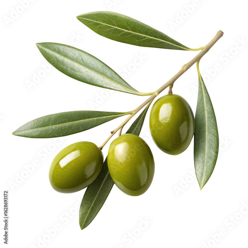 Wallpaper Mural Fresh green olives with leaves on a branch isolated on transparent background Torontodigital.ca