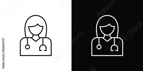 Doctor icon. Thin line customizable illustration.