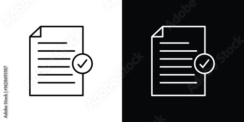 Document accept icon. Thin line customizable illustration.
