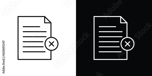 Delete Document icon. Thin line customizable illustration.