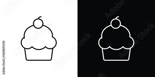 Cupcake icon. Thin line customizable illustration.