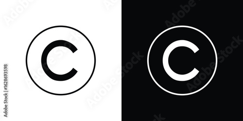 Copyright icon. Thin line customizable illustration.