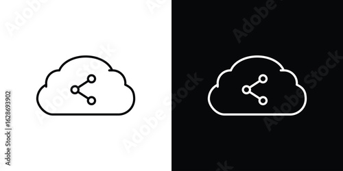 Cloud share icon. Thin line customizable illustration.
