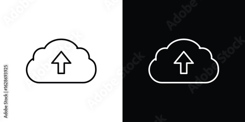Cloud upload icon. Thin line customizable illustration.