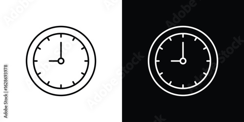 Clock nine icon. Thin line customizable illustration.