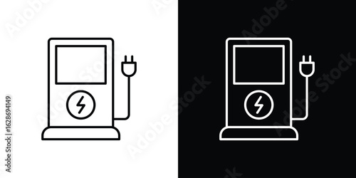 Charging station icon. Thin line customizable illustration.