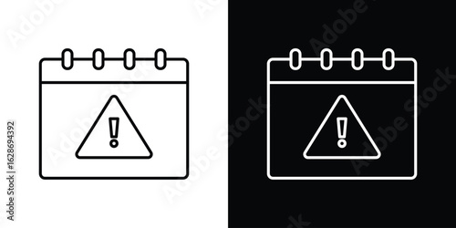 Calendar exclamation icon. Thin line customizable illustration.