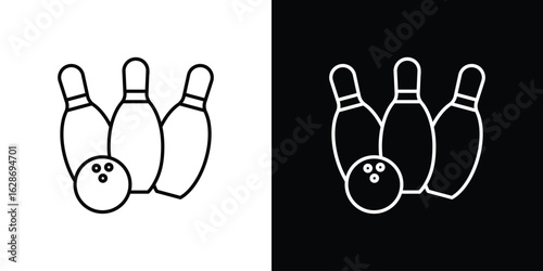 Bowling icon. Thin line customizable illustration.