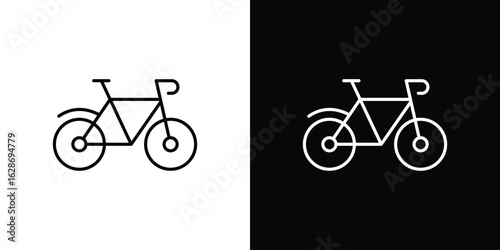Biking mountain icon. Thin line customizable illustration.