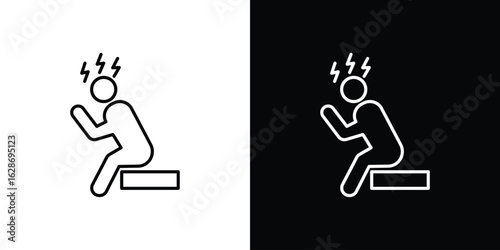 Anxiety or stress icon. Thin line customizable illustration.