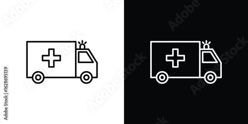 Ambulance icon. Thin line customizable illustration.