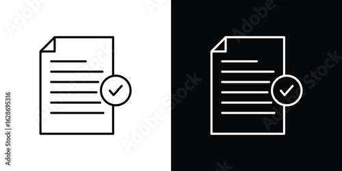 Accept document icon. Thin line customizable illustration.