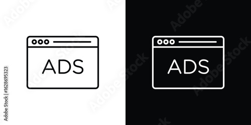 Ad icon. Thin line customizable illustration.