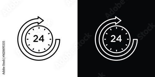 24 Hrs icon. Thin line customizable illustration.