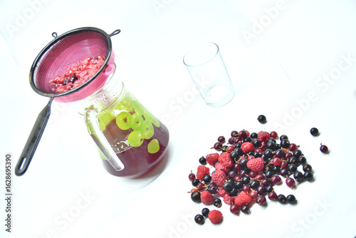 Berries for compote raspberries currants gooseberries and cooking compote