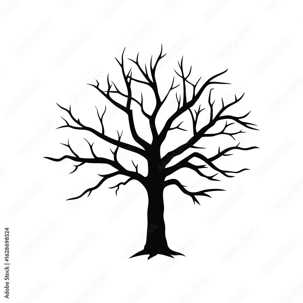 Fototapeta premium Silhouette of dead tree vector isolated on white background.