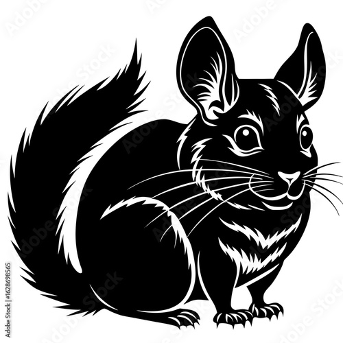 Chinchilla Outline Illustration | Clean-Lined Vector Pet