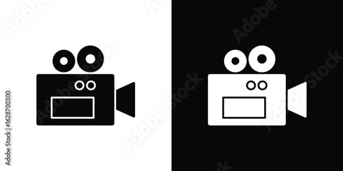 Video camera icon flat vectors. set of silhouette vectors