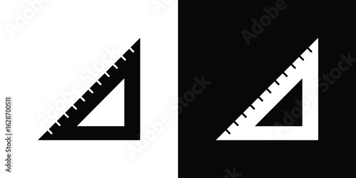 Triangle ruler icon flat vectors. set of silhouette vectors