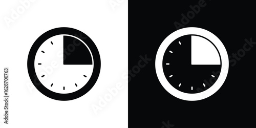 Time quarter past icon flat vectors. set of silhouette vectors